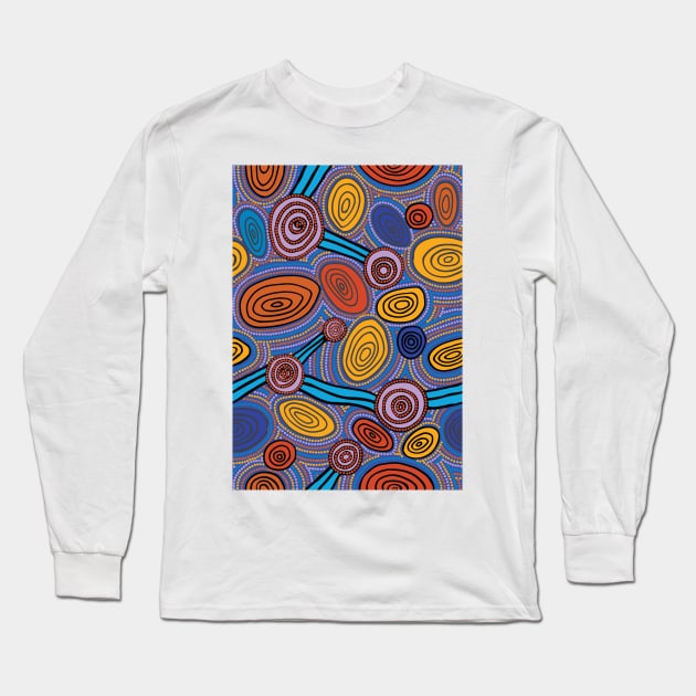 Aboriginal Art - Skipping Stones Long Sleeve T-Shirt by hogartharts